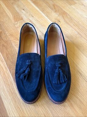 Samuel Hubbard Tasseled Traveler Suede Loafers - Black 38 7.5 Women’s